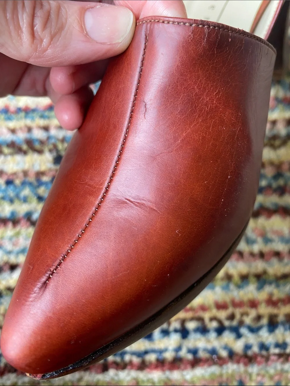 Women’s Leather Slingback Platform Heel in Rustic Red